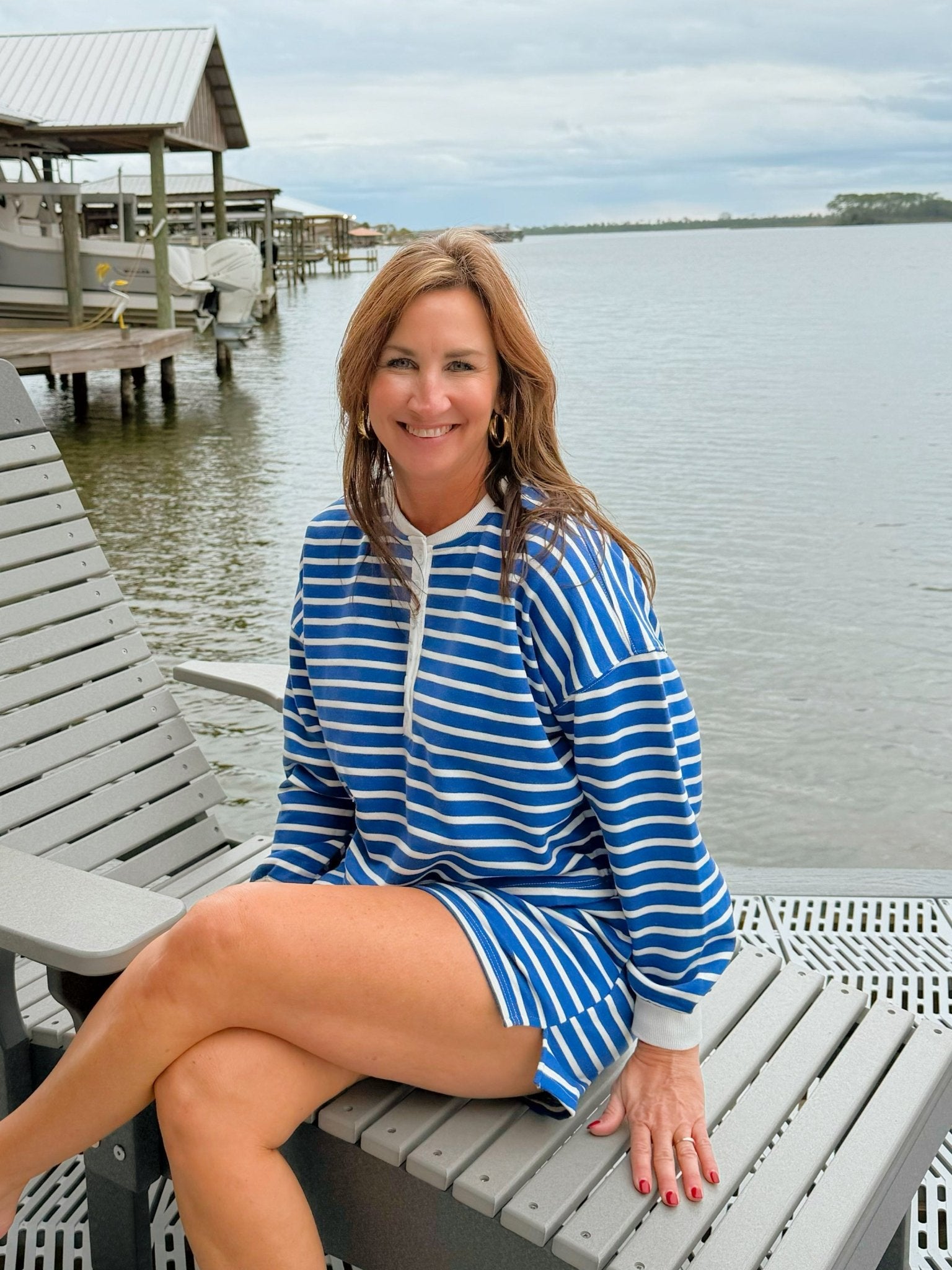 Easy Stripes Sweatshirt and Short Set - Jessi Jayne Boutique