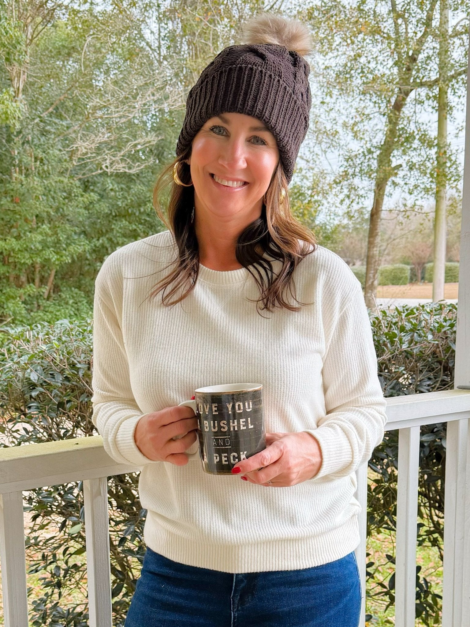 Cozy Intent Waffle Long Sleeve Top - Jessi Jayne Boutique