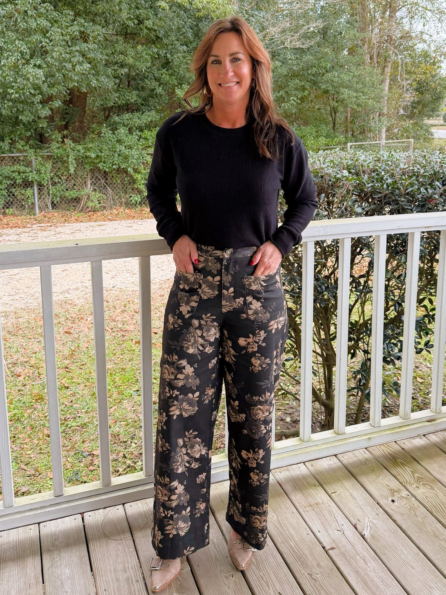Midnight Garden Floral Pants - Jessi Jayne Boutique