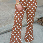 Brown Polka Dot Flare Pants - Jessi Jayne Boutique