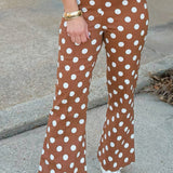 Brown Polka Dot Flare Pants - Jessi Jayne Boutique