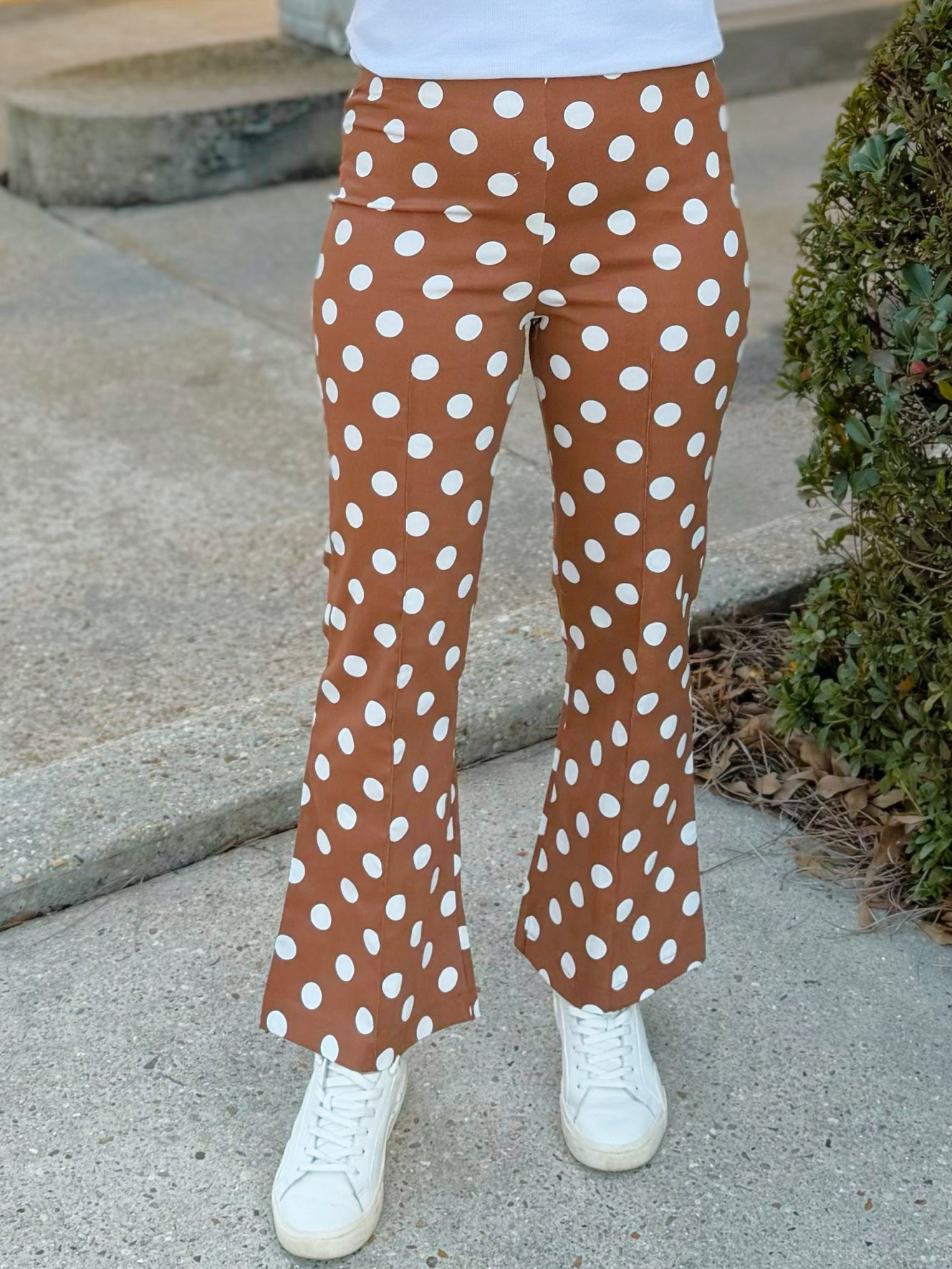 Brown Polka Dot Flare Pants - Jessi Jayne Boutique