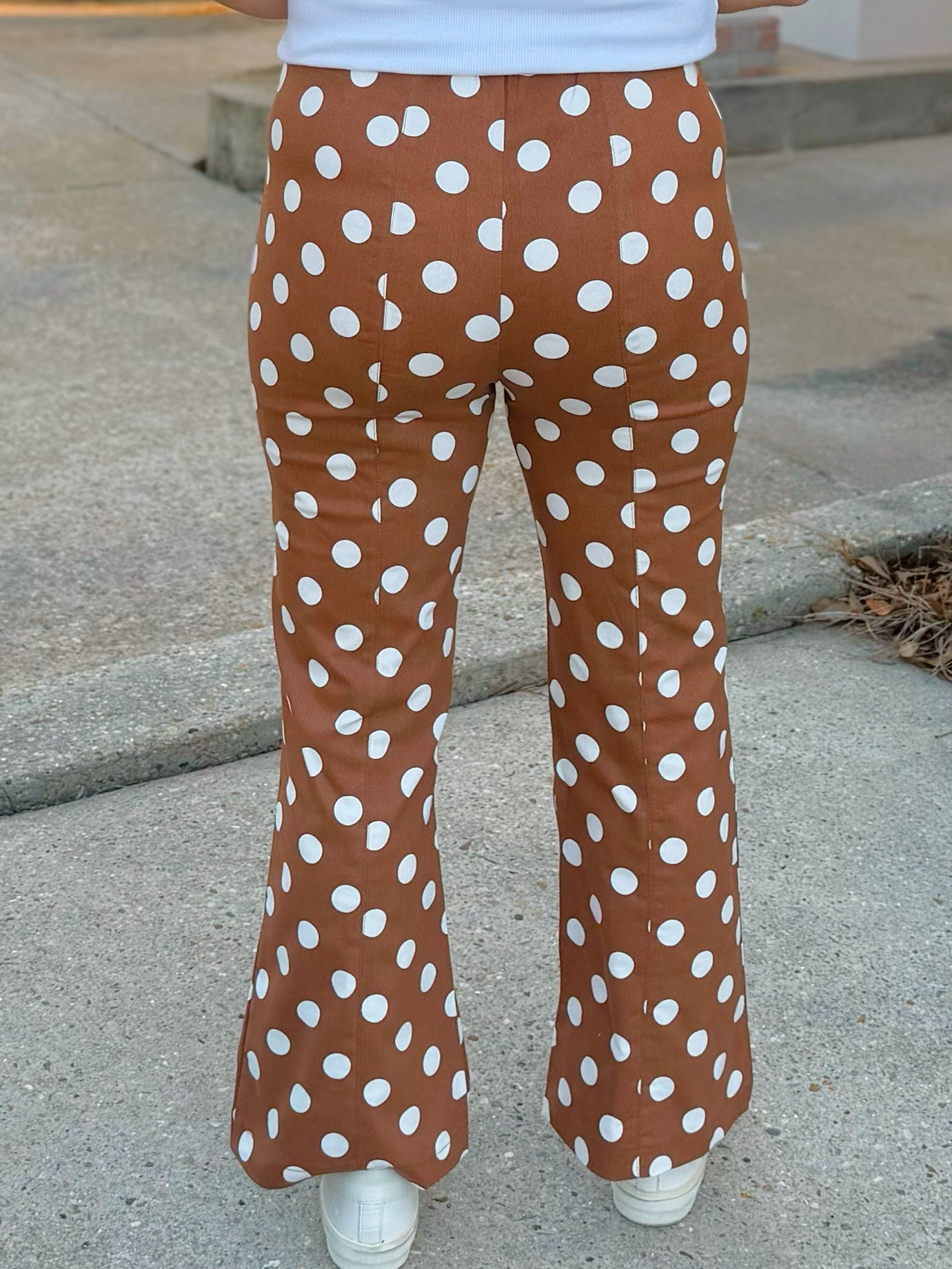 Brown Polka Dot Flare Pants - Jessi Jayne Boutique