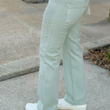 Risen Clean Slate Straight Jeans in Pistachio - Jessi Jayne Boutique