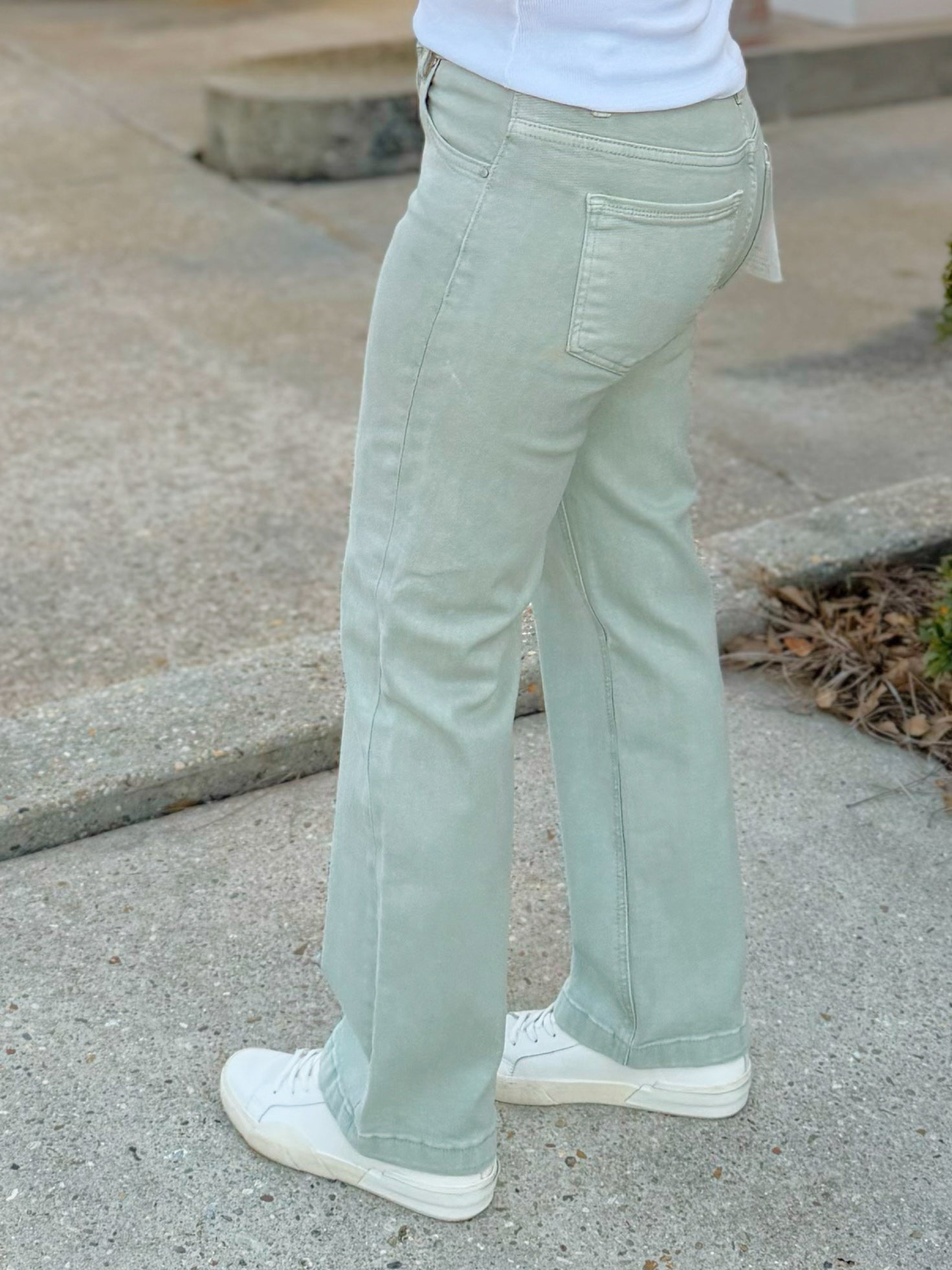 Risen Clean Slate Straight Jeans in Pistachio - Jessi Jayne Boutique