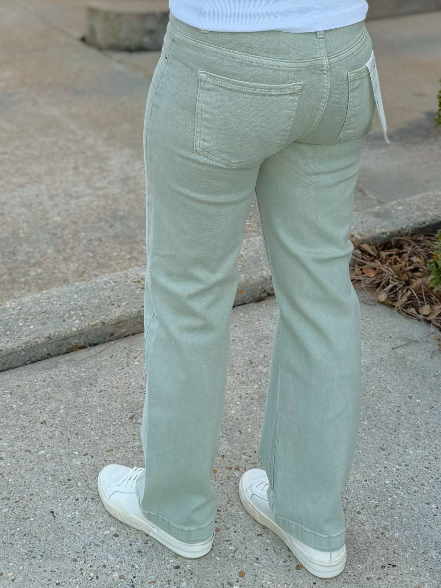 Risen Clean Slate Straight Jeans in Pistachio - Jessi Jayne Boutique