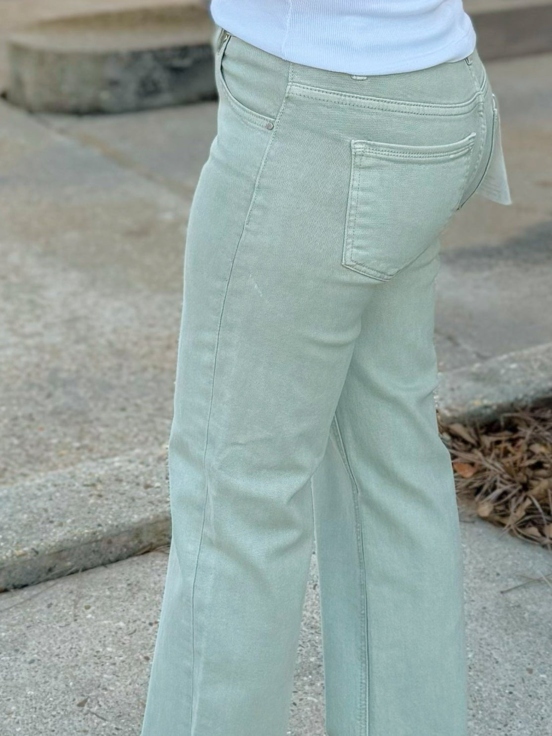 Risen Clean Slate Straight Jeans in Pistachio - Jessi Jayne Boutique