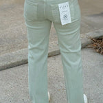 Risen Clean Slate Straight Jeans in Pistachio - Jessi Jayne Boutique