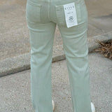 Risen Clean Slate Straight Jeans in Pistachio - Jessi Jayne Boutique