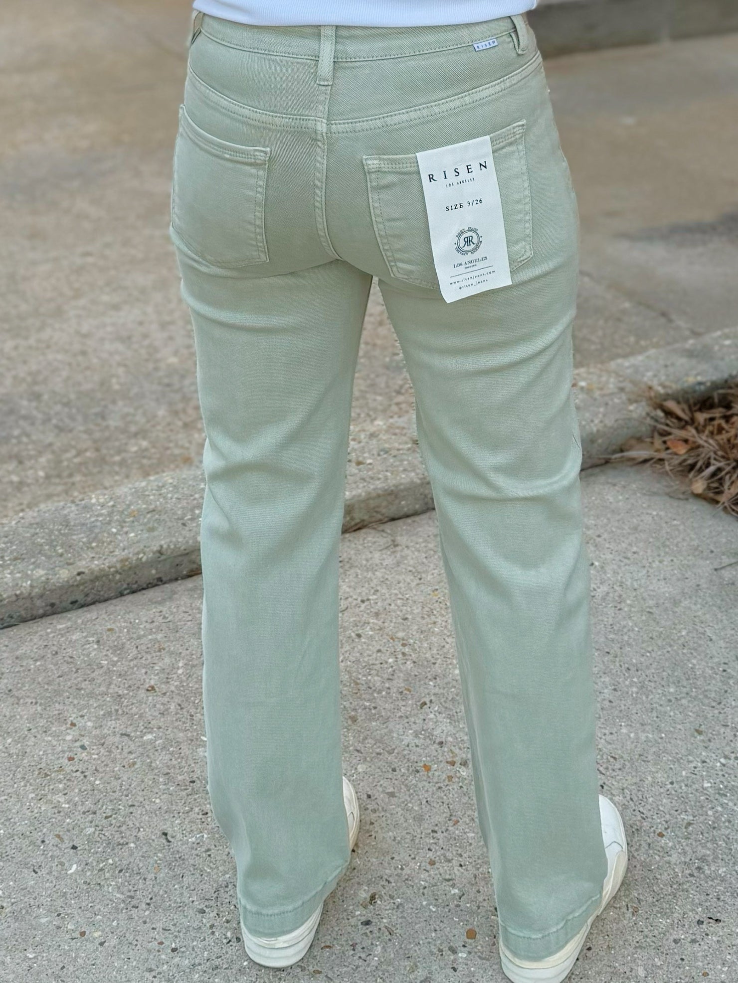 Risen Clean Slate Straight Jeans in Pistachio - Jessi Jayne Boutique