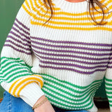 Mardi Stripe Raglan Sweater Top - Jessi Jayne Boutique
