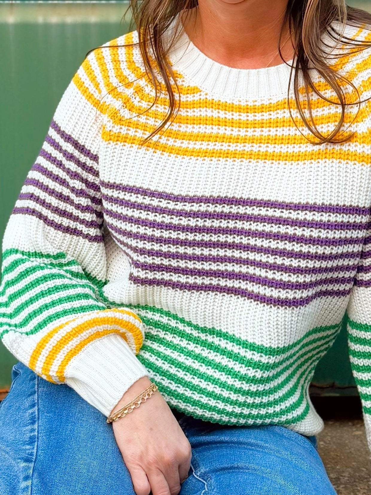 Mardi Stripe Raglan Sweater Top - Jessi Jayne Boutique