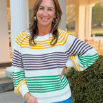 Mardi Stripe Raglan Sweater Top - Jessi Jayne Boutique