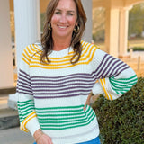 Mardi Stripe Raglan Sweater Top - Jessi Jayne Boutique