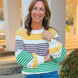 Mardi Stripe Raglan Sweater Top - Jessi Jayne Boutique