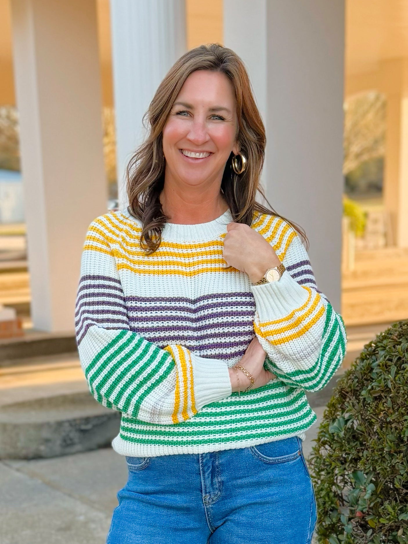Mardi Stripe Raglan Sweater Top - Jessi Jayne Boutique