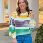 Mardi Stripe Raglan Sweater Top - Jessi Jayne Boutique