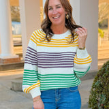 Mardi Stripe Raglan Sweater Top - Jessi Jayne Boutique