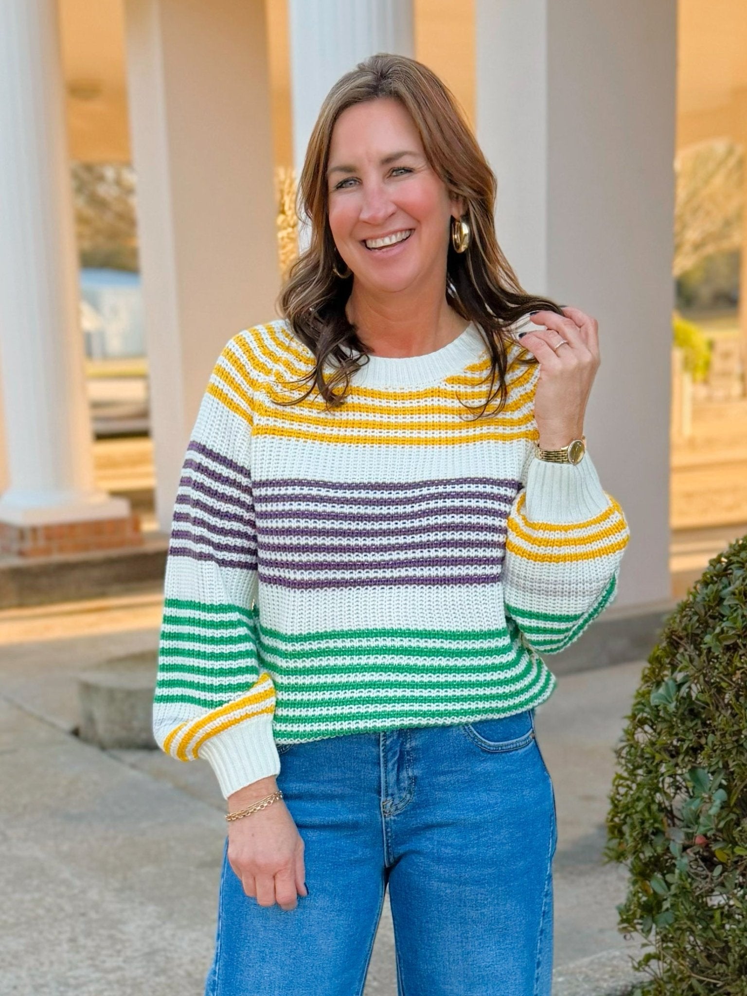 Mardi Stripe Raglan Sweater Top - Jessi Jayne Boutique