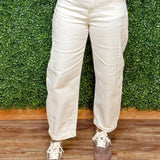 Risen Shape Shift Barrel Jeans in Cream - Jessi Jayne Boutique