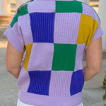 Mardi Moment Check Sweater Top - Jessi Jayne Boutique