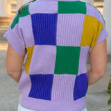 Mardi Moment Check Sweater Top - Jessi Jayne Boutique