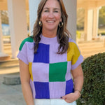 Mardi Moment Check Sweater Top - Jessi Jayne Boutique