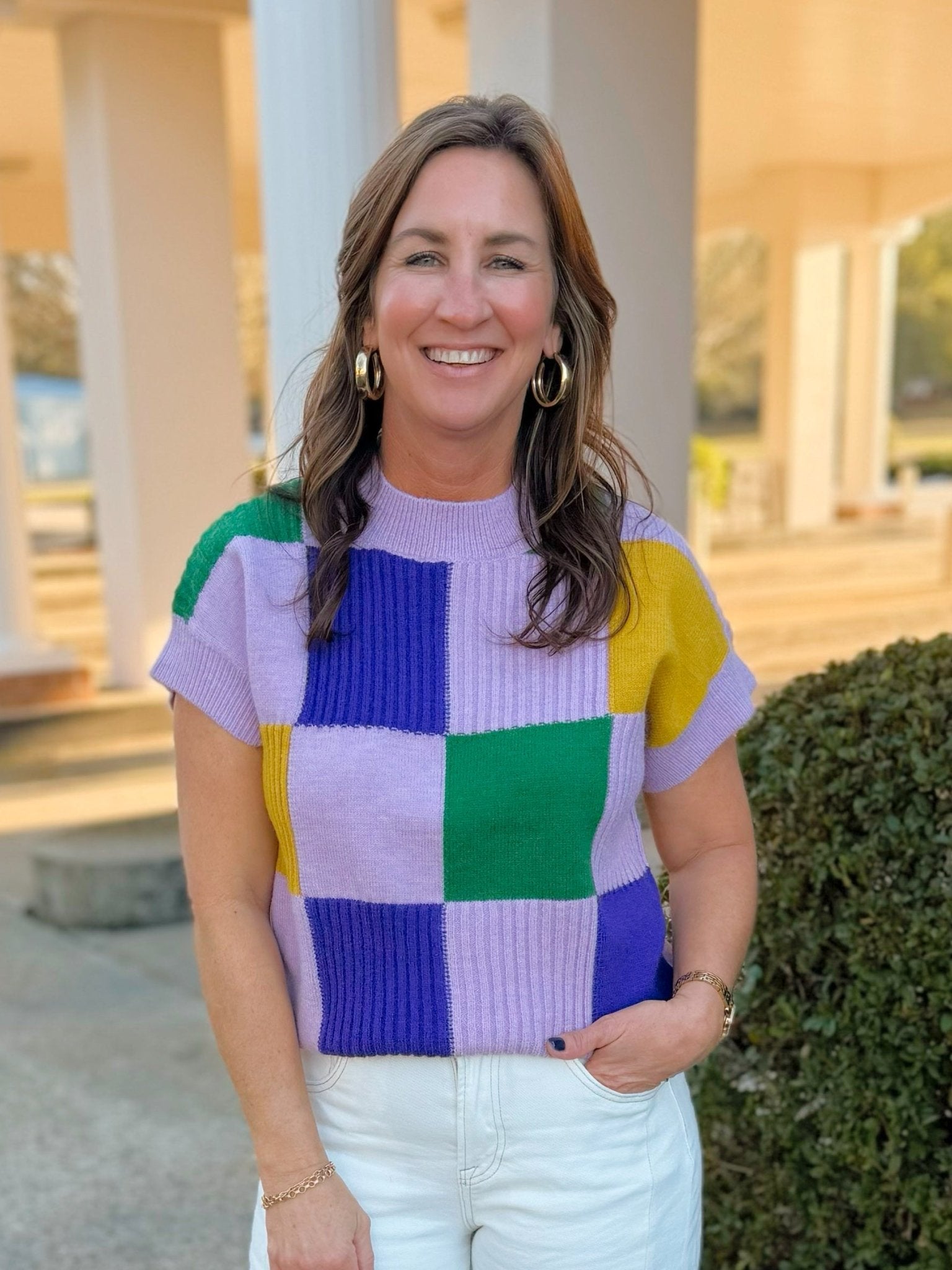 Mardi Moment Check Sweater Top - Jessi Jayne Boutique