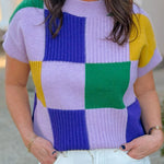 Mardi Moment Check Sweater Top - Jessi Jayne Boutique