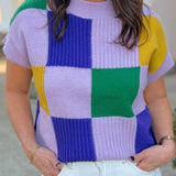 Mardi Moment Check Sweater Top - Jessi Jayne Boutique