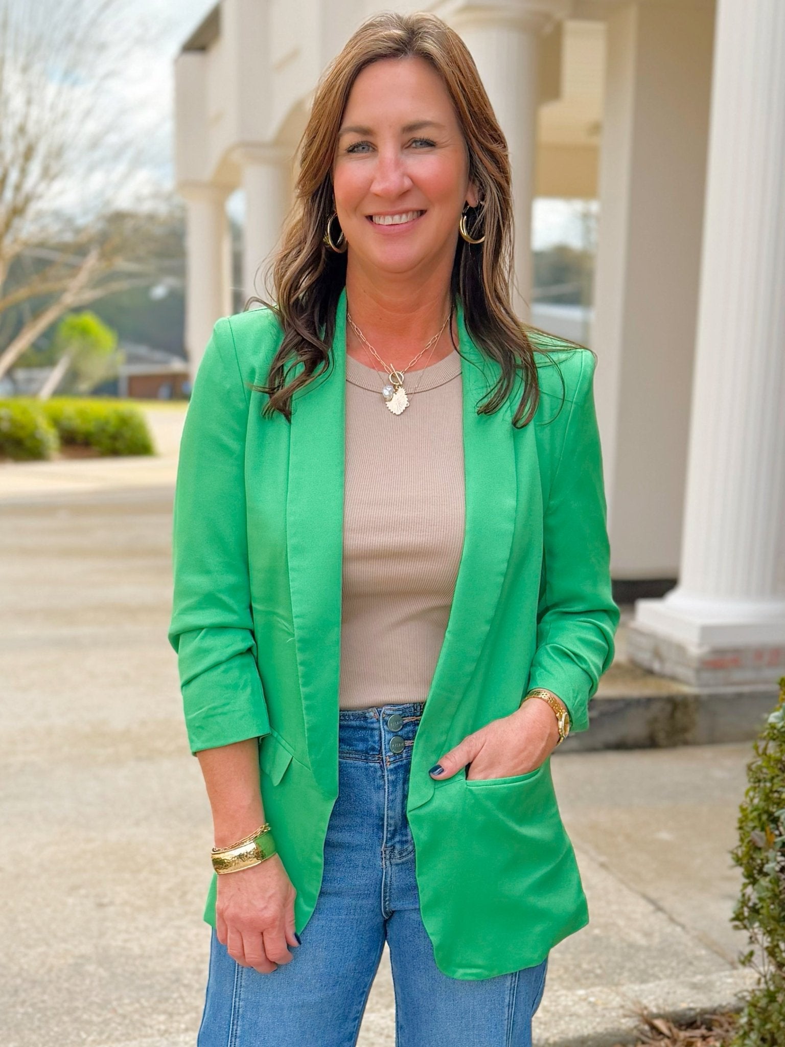 Power Play Green Blazer - Jessi Jayne Boutique