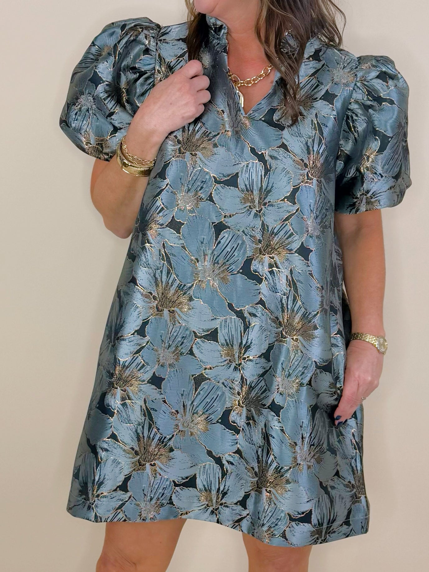 Black Vienna Floral Jacquard Event Dress - Jessi Jayne Boutique