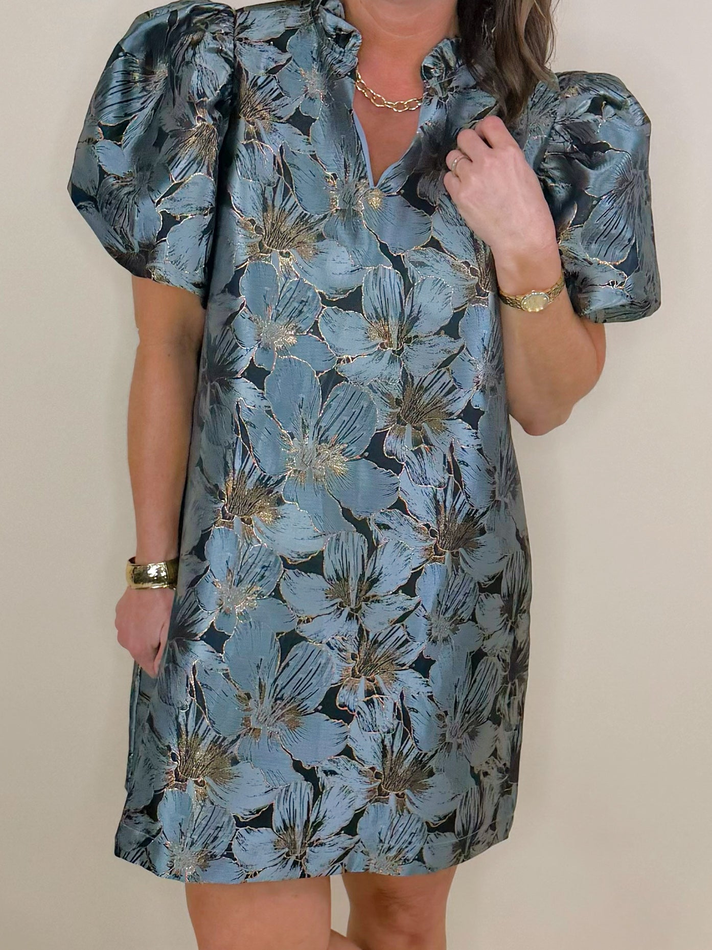 Black Vienna Floral Jacquard Event Dress - Jessi Jayne Boutique