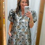 Black Vienna Floral Jacquard Event Dress - Jessi Jayne Boutique