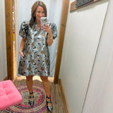 Black Vienna Floral Jacquard Event Dress - Jessi Jayne Boutique