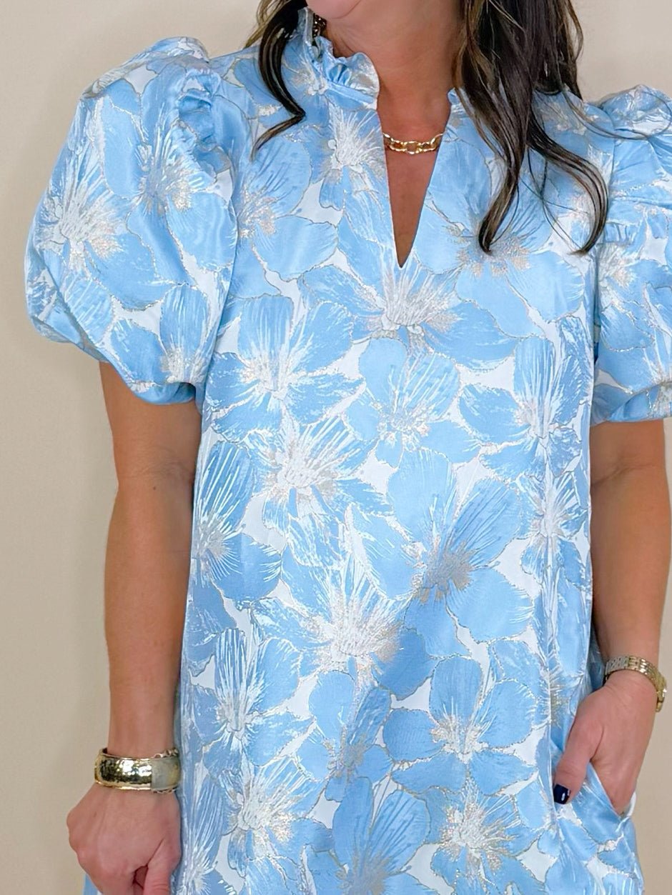 Sky Vienna Floral Jacquard Event Dress - Jessi Jayne Boutique