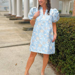 Sky Vienna Floral Jacquard Event Dress - Jessi Jayne Boutique