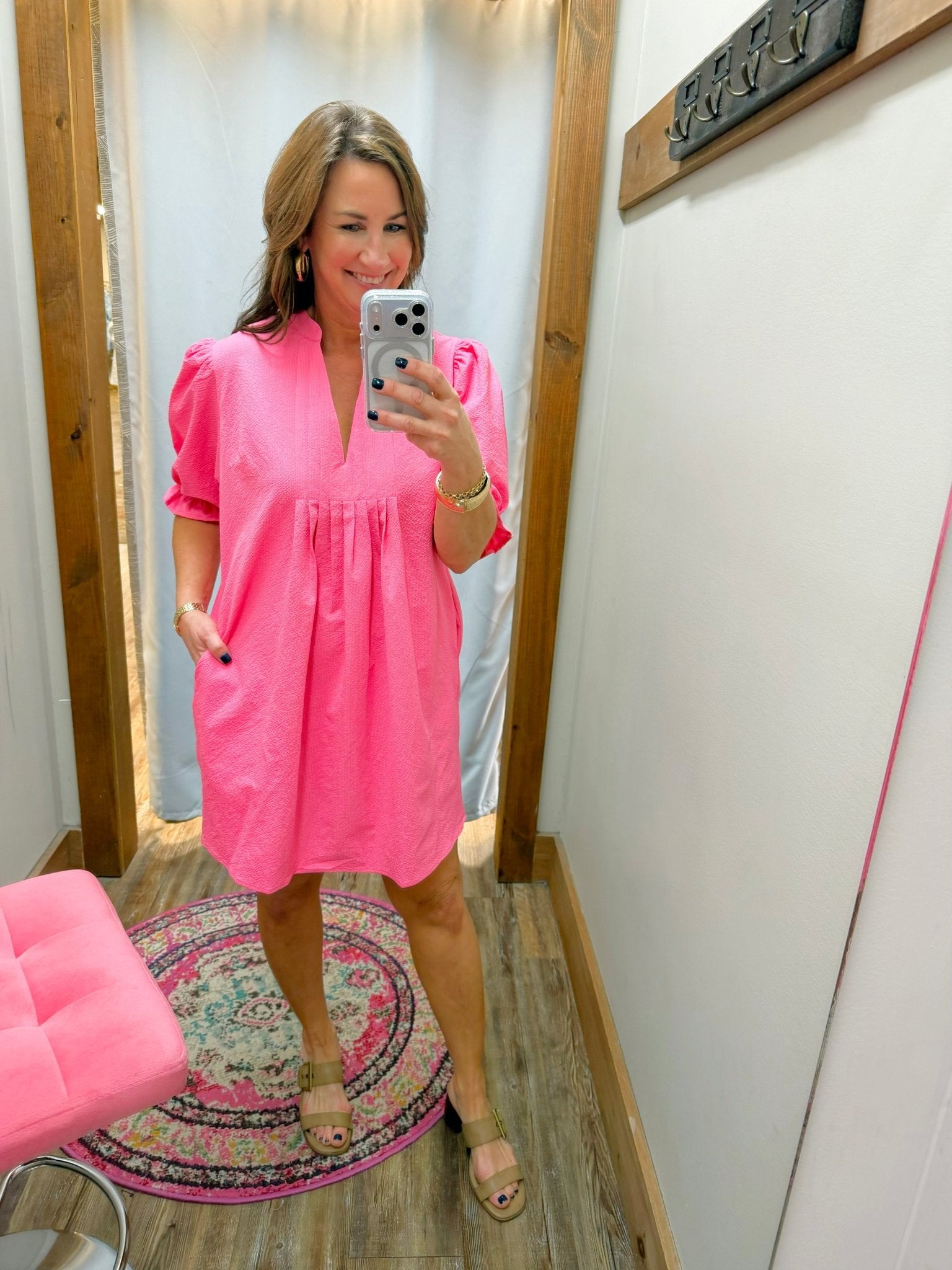 Pink Puff Sleeve Babydoll Dress - Jessi Jayne Boutique