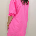Pink Puff Sleeve Babydoll Dress - Jessi Jayne Boutique