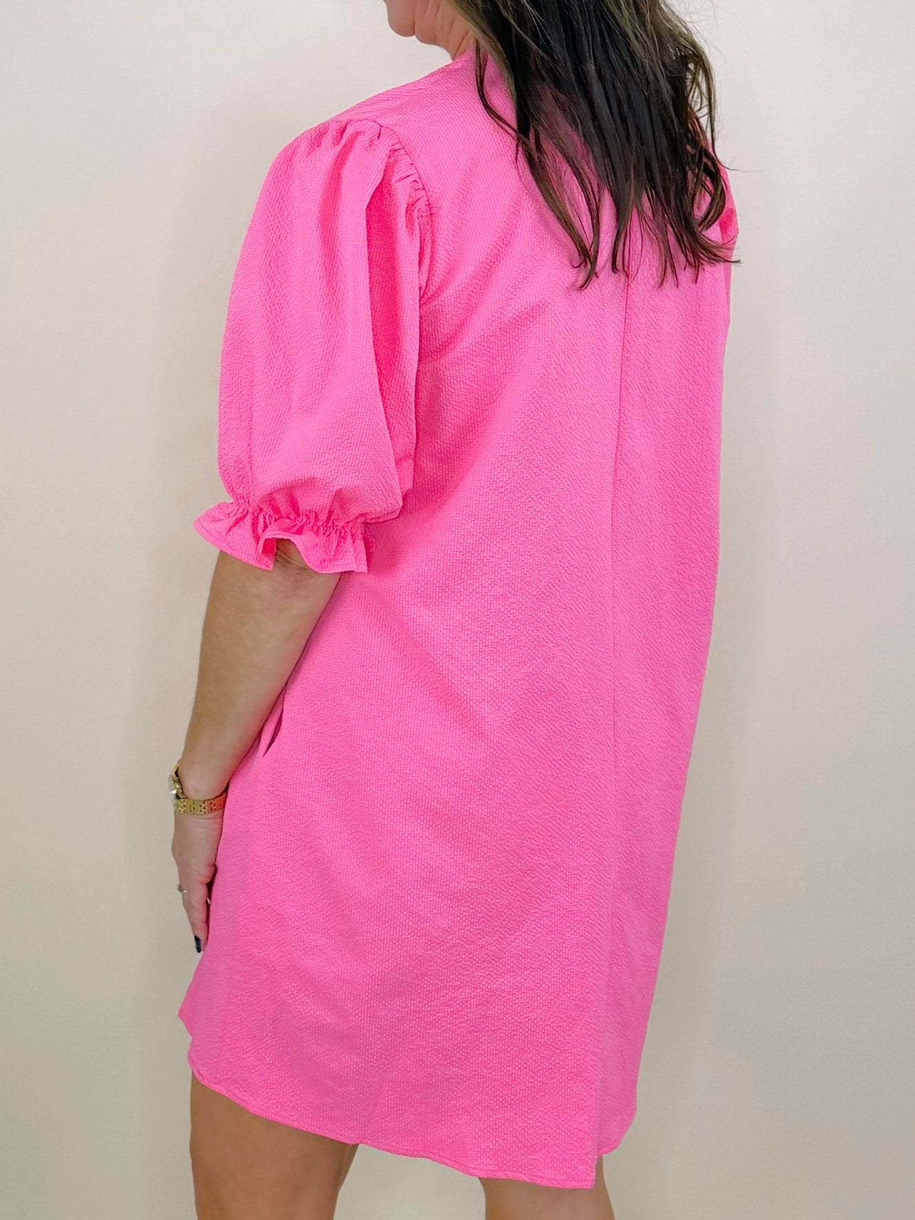 Pink Puff Sleeve Babydoll Dress - Jessi Jayne Boutique