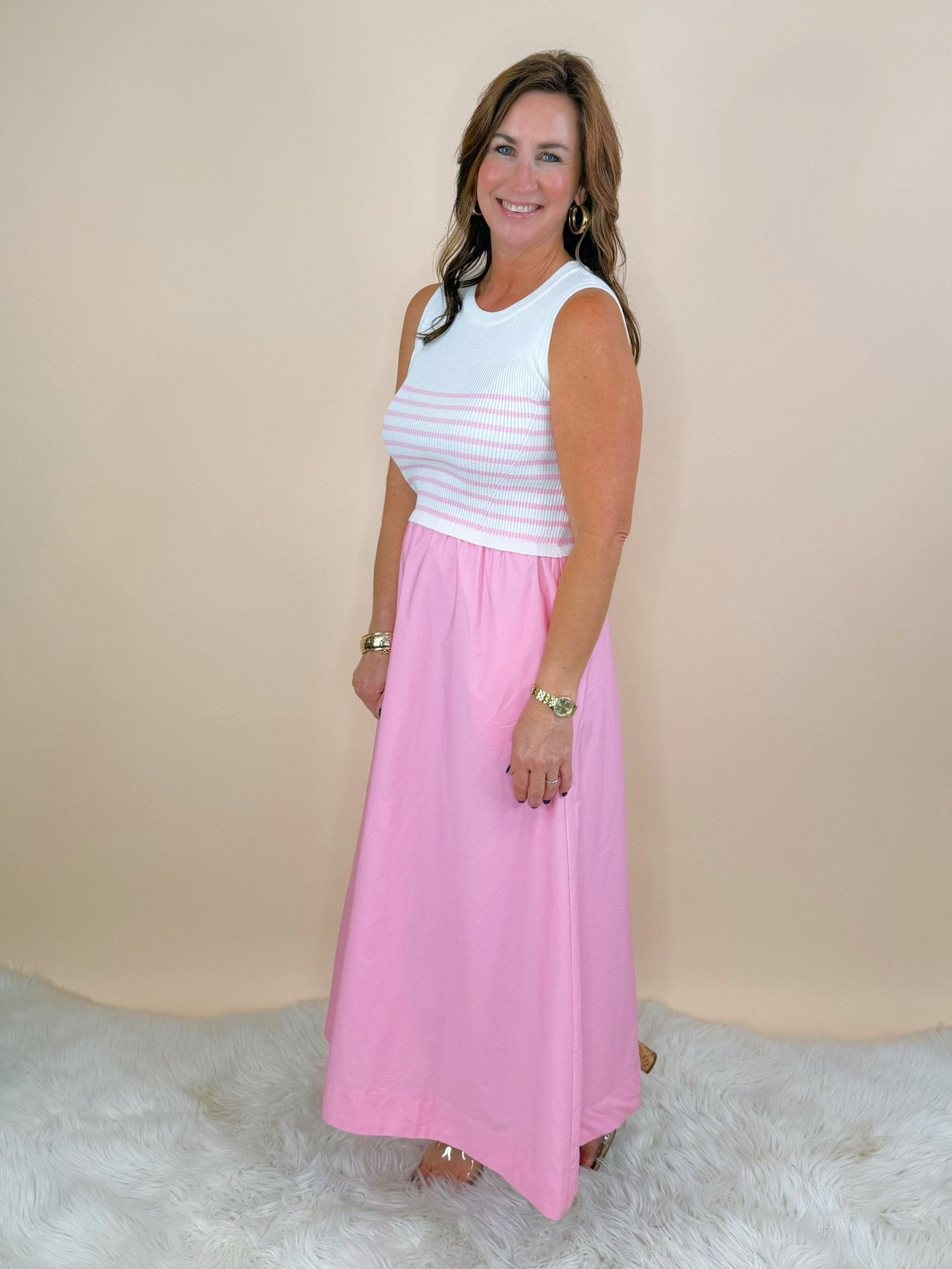 Sweet Intent Mixed Media Midi Dress - Jessi Jayne Boutique