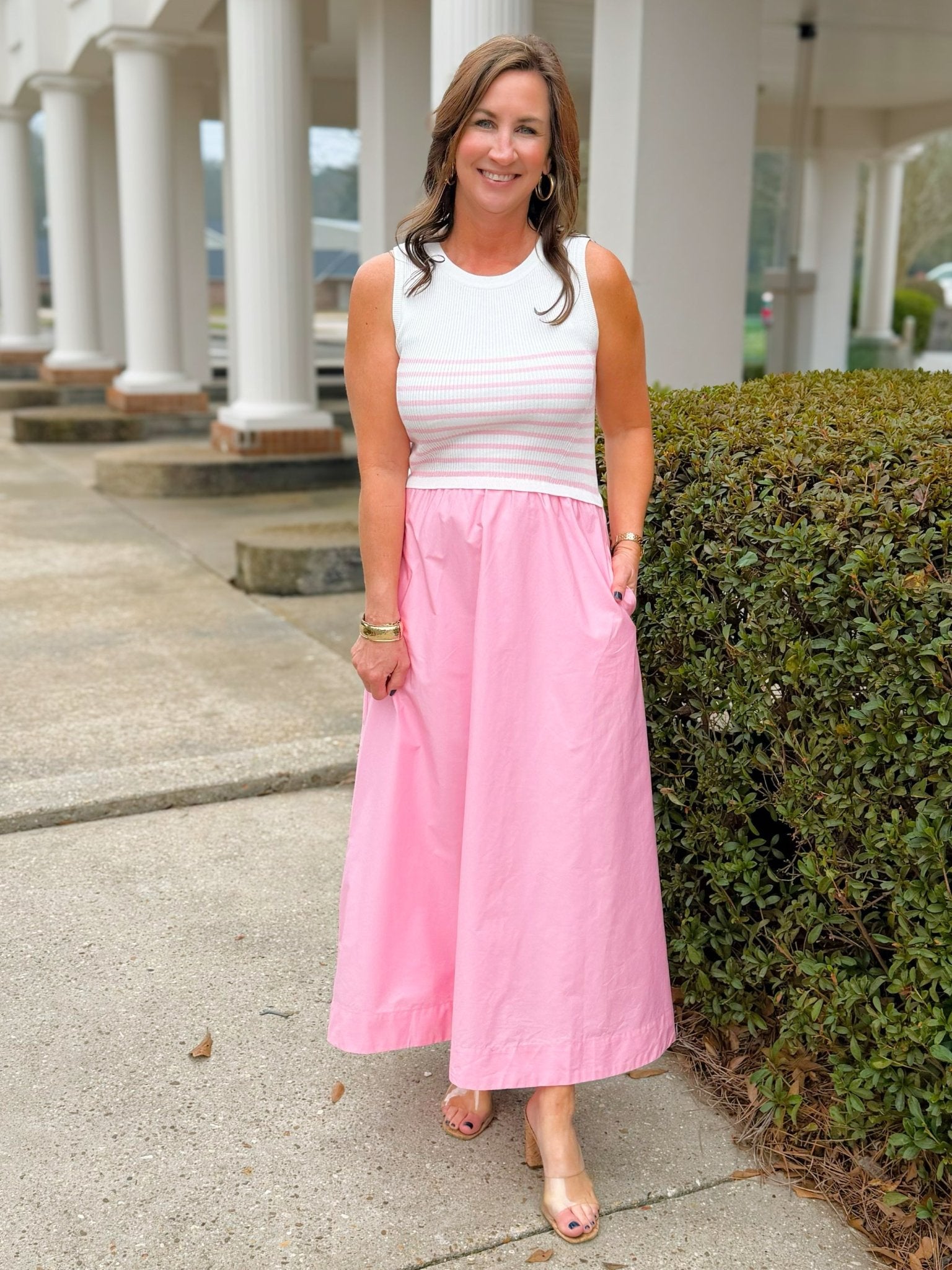 Sweet Intent Mixed Media Midi Dress - Jessi Jayne Boutique