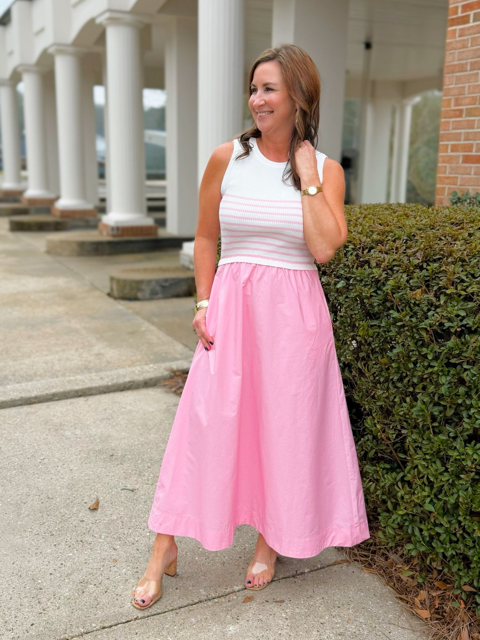 Sweet Intent Mixed Media Midi Dress - Jessi Jayne Boutique