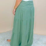 Risen Go With the Flow Tencel Maxi Skirt in Sage - Jessi Jayne Boutique