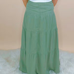 Risen Go With the Flow Tencel Maxi Skirt in Sage - Jessi Jayne Boutique