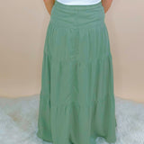 Risen Go With the Flow Tencel Maxi Skirt in Sage - Jessi Jayne Boutique