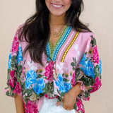Painted Petals V - Neck Blouse - Jessi Jayne Boutique