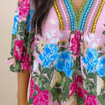 Painted Petals V - Neck Blouse - Jessi Jayne Boutique