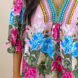 Painted Petals V - Neck Blouse - Jessi Jayne Boutique