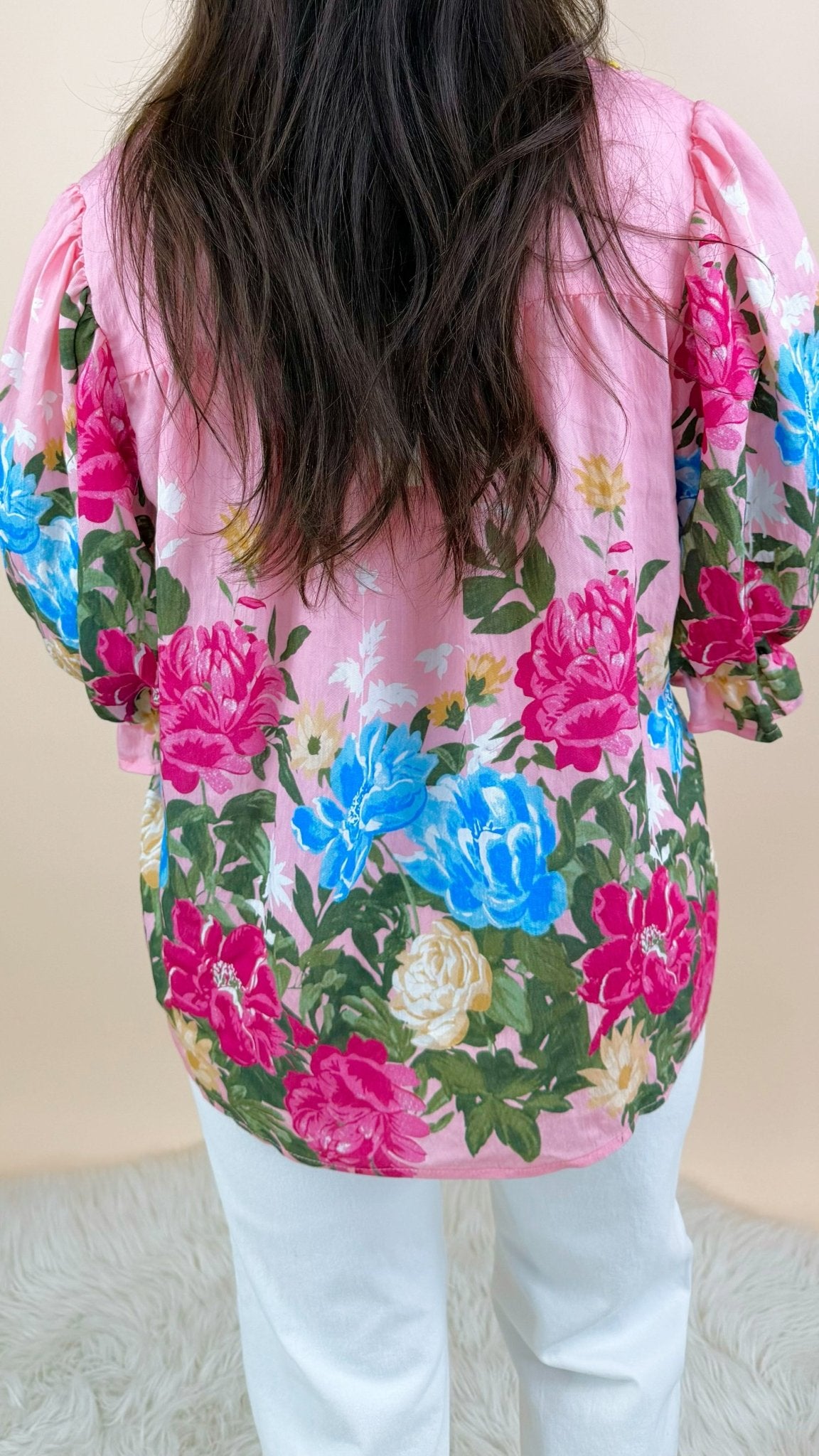 Painted Petals V - Neck Blouse - Jessi Jayne Boutique
